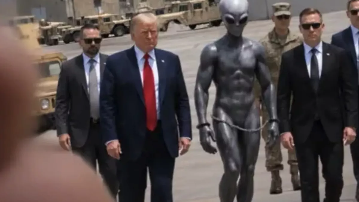„United States Space Force“: Donald Trump postet bizarre KI-Bilder von Alien-Festnahme